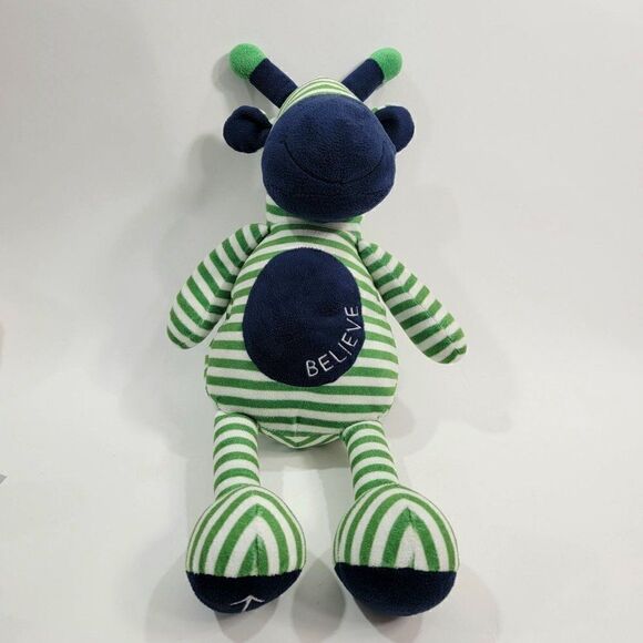 Bella Tunno Poetic Plush Blue Green Stripes Giraffe Believe Arrow Baby Toy 20" - Picture 1 of 10